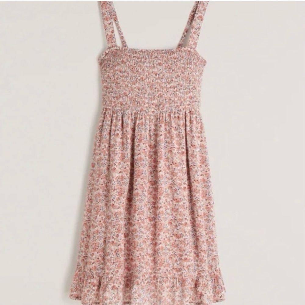 Abercrombie & Fitch Sleeveless Square Neck Smocked Mini Dress. Medium Tall.